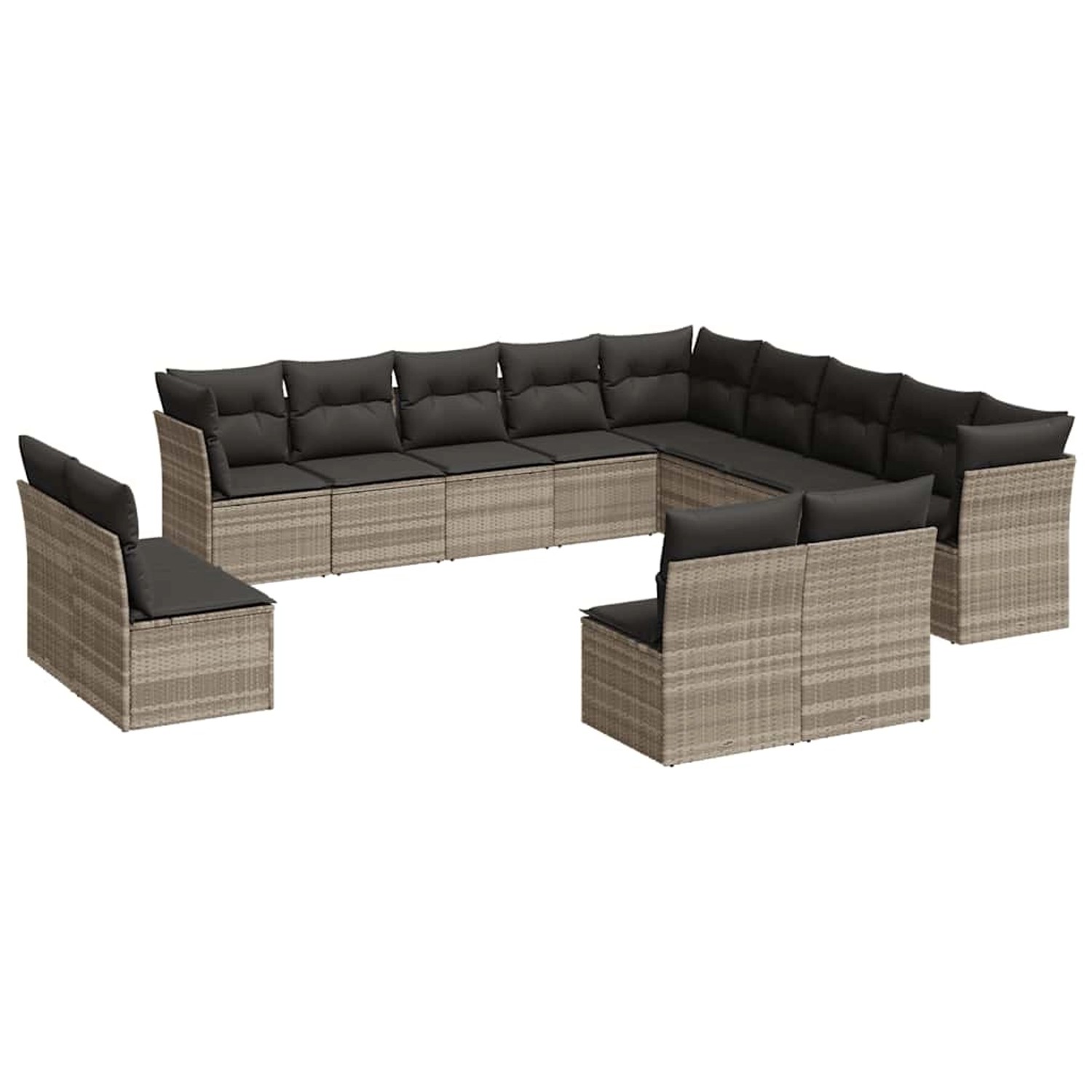 vidaXL 13-Tlg Garten-Sofagarnitur mit Kissen Hellgrau Poly Rattan 3218492 günstig online kaufen