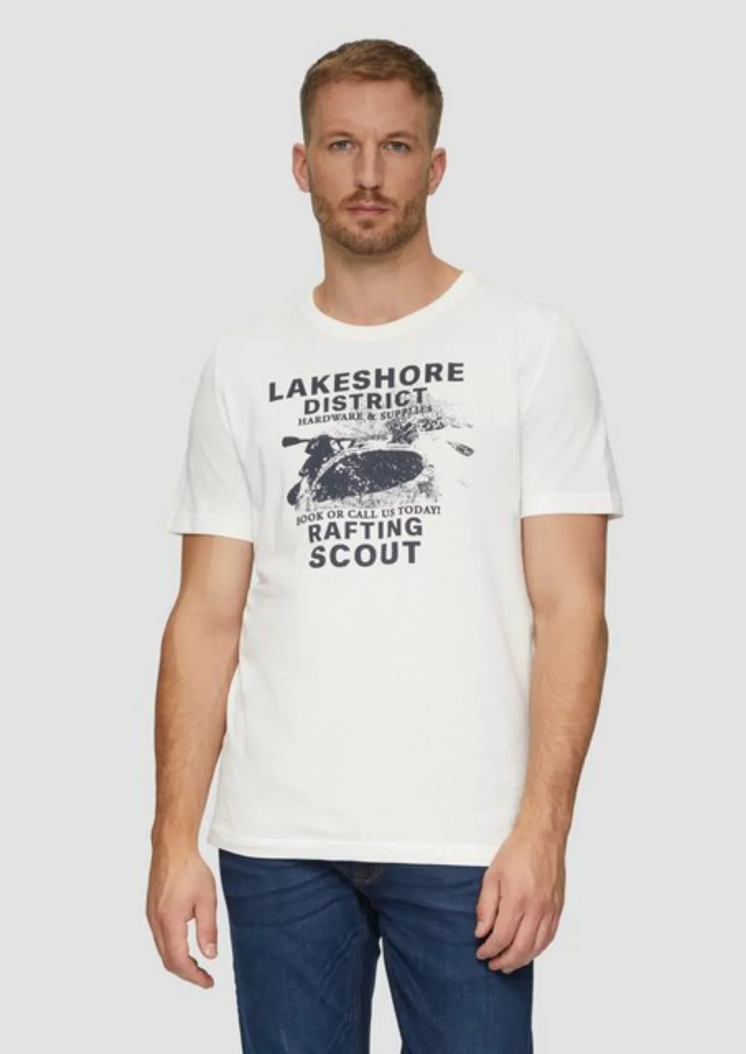 s.Oliver Kurzarmshirt Baumwollshirt mit Frontprint Artwork günstig online kaufen