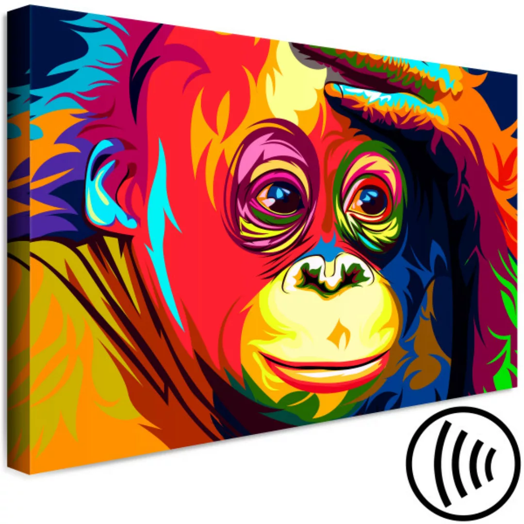 Bild auf Leinwand Colourful Orangutan (1 Part) Wide XXL günstig online kaufen