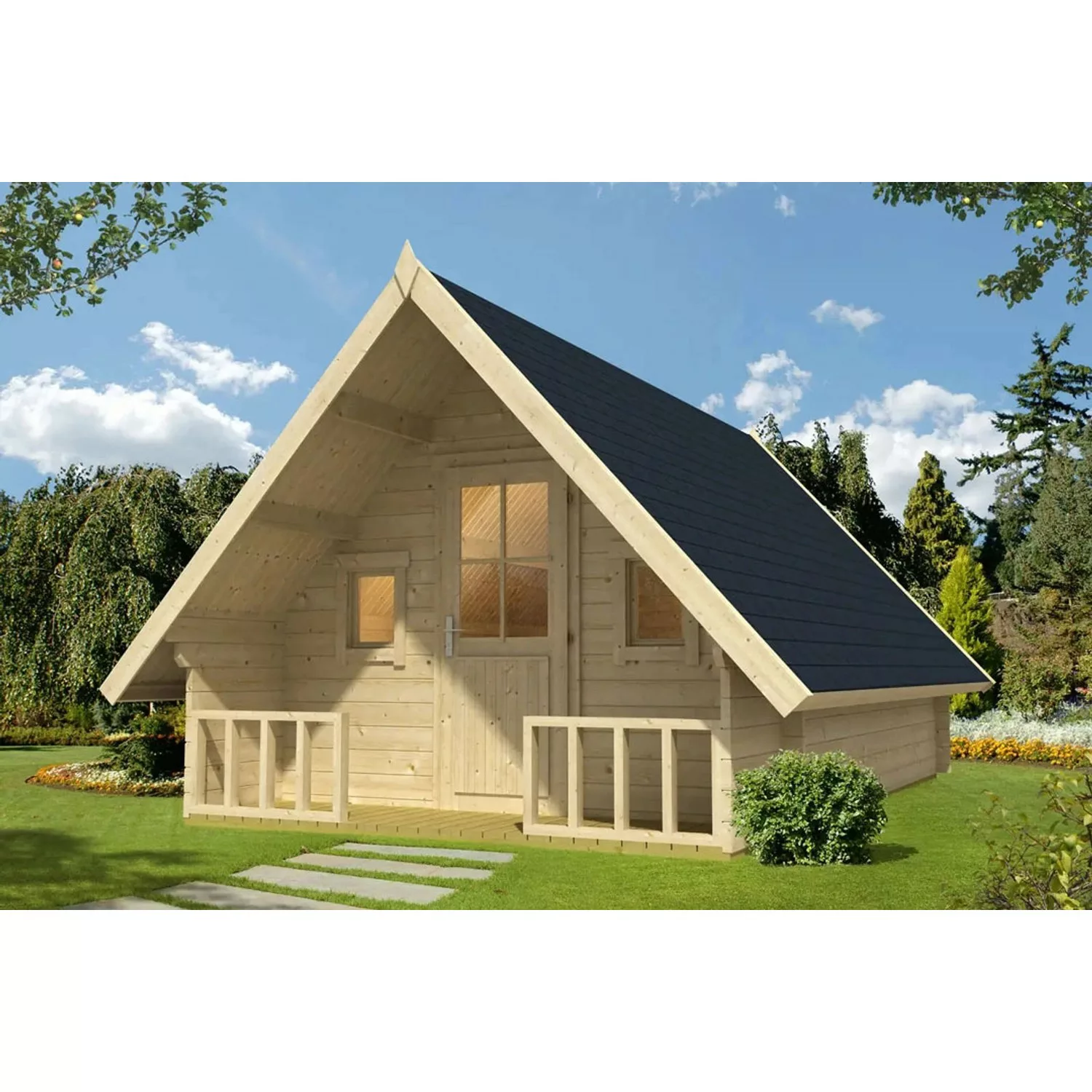 Alpholz Gartenhaus Campinghouse 44 Satteldach Unbehandelt 305 cm x 550 cm günstig online kaufen