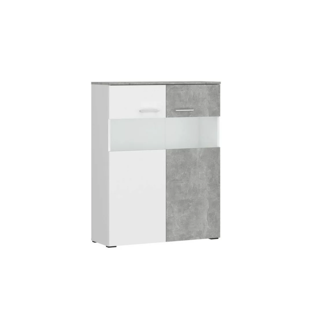 Vitrine Vulcan Plus Beton Optik B/H/T: ca. 85x113x35 cm günstig online kaufen