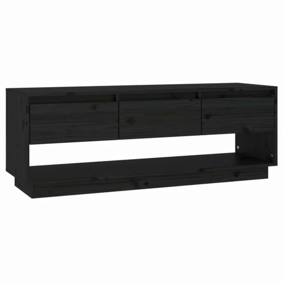 furnicato TV-Schrank Schwarz 110,5x34x40 cm Massivholz Kiefer günstig online kaufen