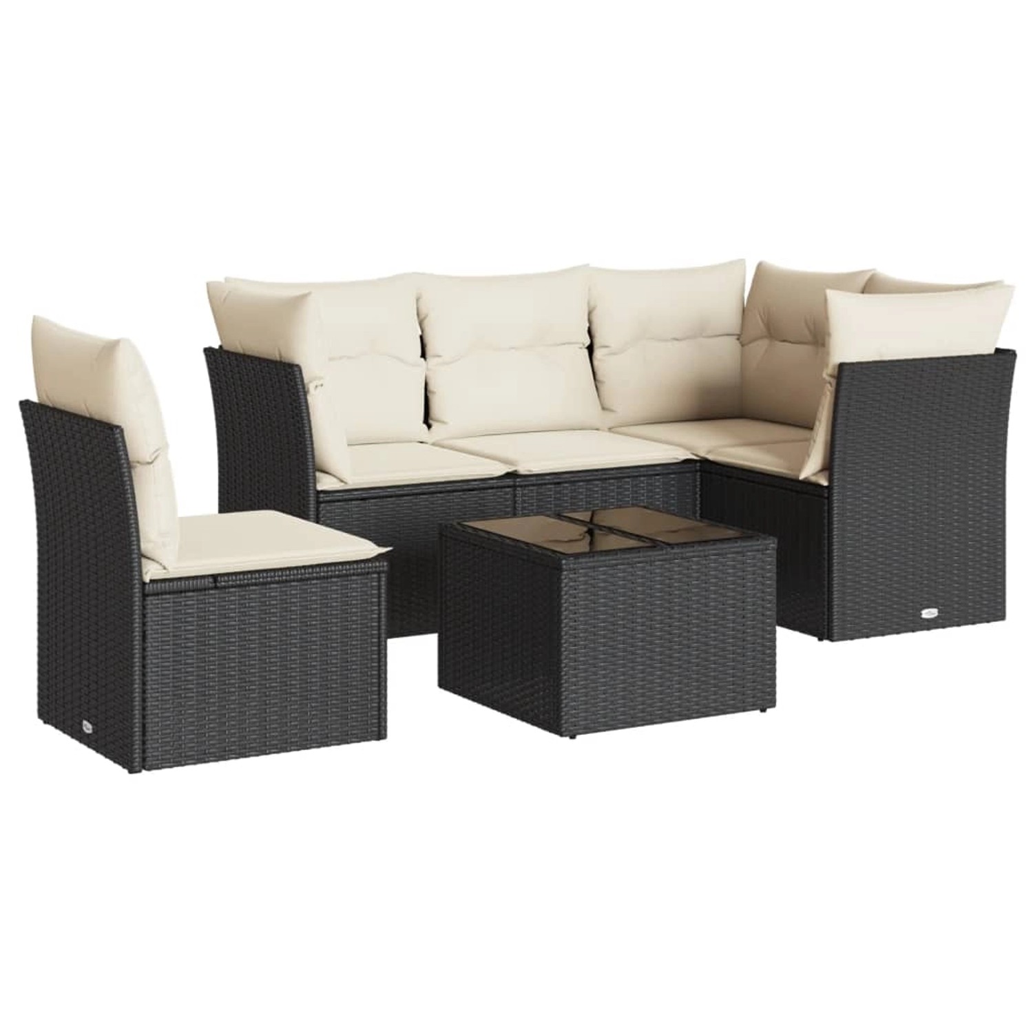 vidaXL 6-tlg Garten-Sofagarnitur mit Kissen Schwarz Poly Rattan Modell 90 günstig online kaufen