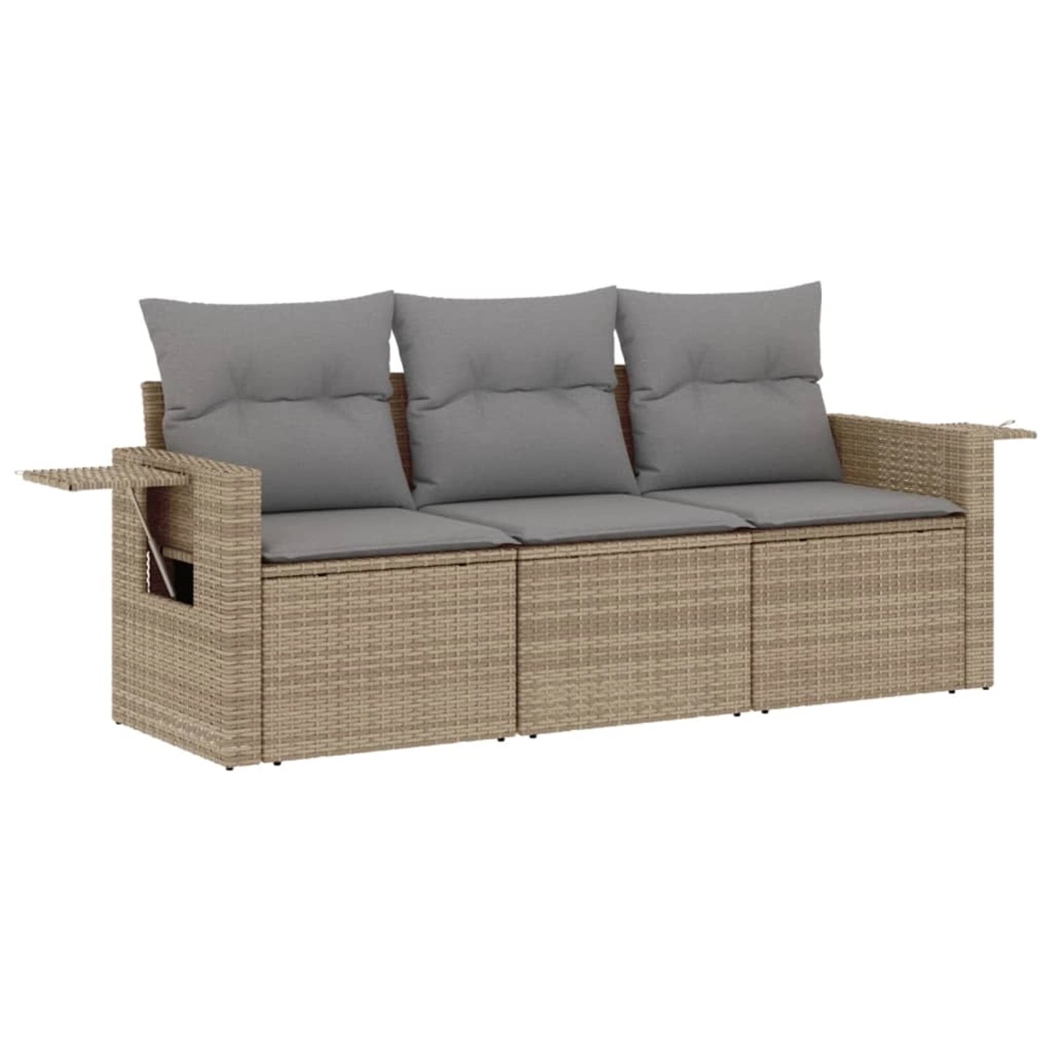 vidaXL 3-Tlg Garten-Sofagarnitur mit Kissen Beige Poly Rattan 3252196 günstig online kaufen