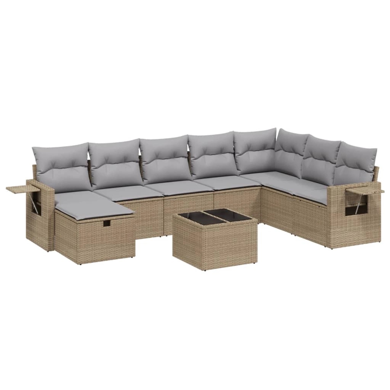 vidaXL 9-tlg Garten-Sofagarnitur mit Kissen Beige Poly Rattan Modell 152 günstig online kaufen