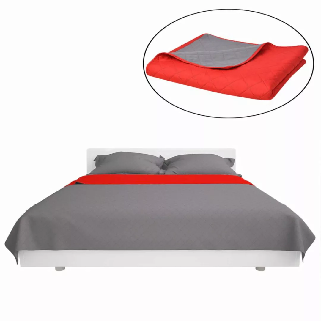 Zweiseitige Steppdecke Tagesdecke Rot/grau 220x240cm günstig online kaufen