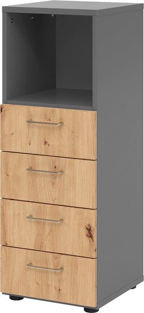 bümö Aktenschrank smart Schubladen Kombi - 4 Schübe Dekor: Graphit/Asteiche günstig online kaufen