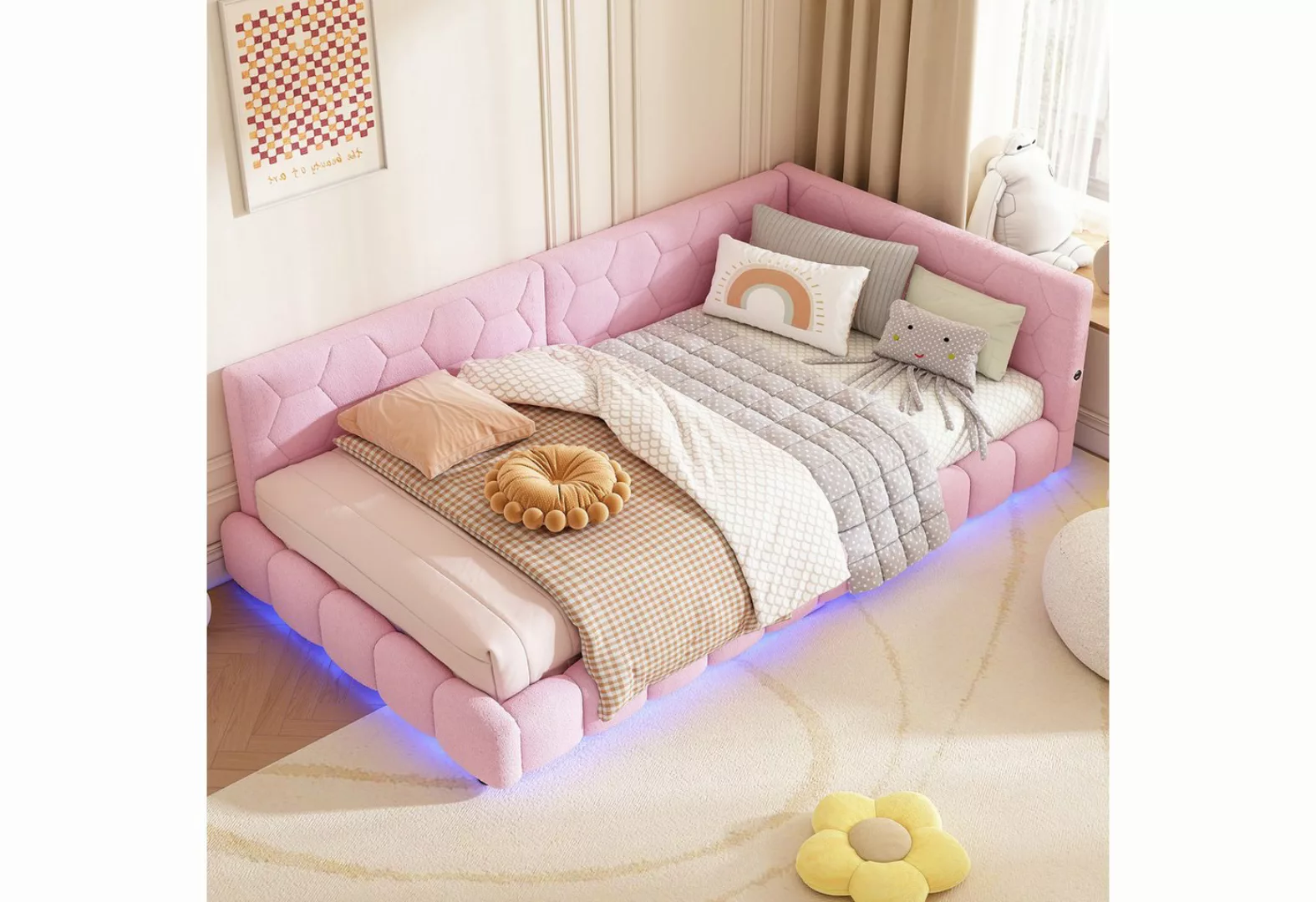 OKWISH Schlafsofa Kinderbett,16 Farben Umgebungslicht, USB-Anschluss, Beque günstig online kaufen