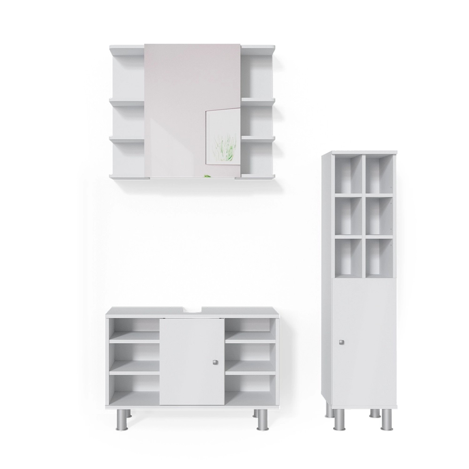 Vicco Badmöbel-Set Fynn, Weiß, 3 Teile, günstig online kaufen