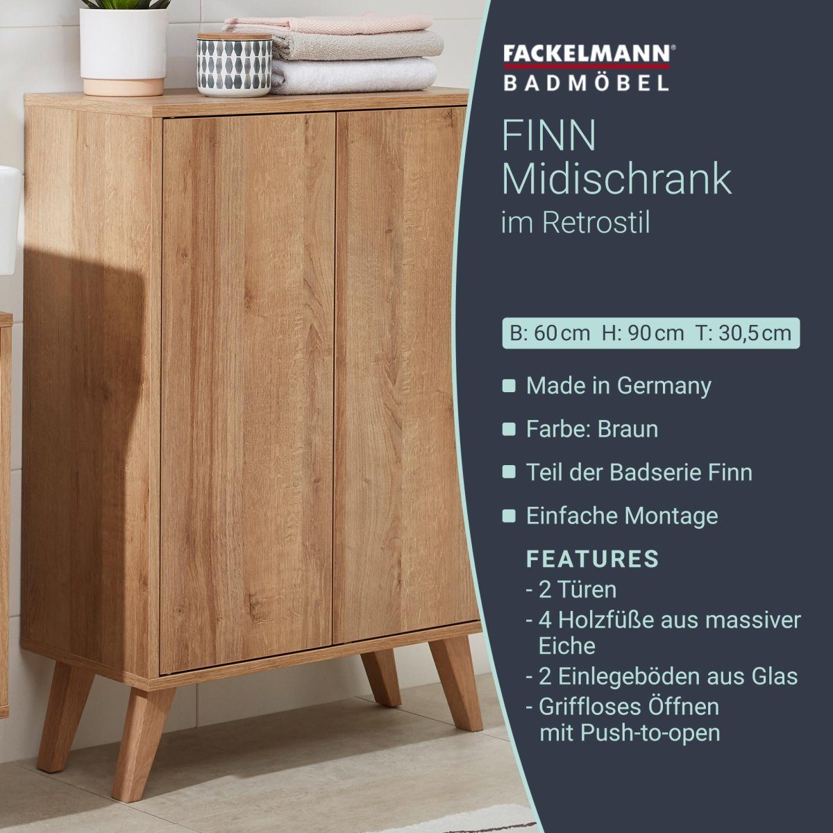 FACKELMANN Badmöbel-Set Finn Doppel Midischrank 60 günstig online kaufen
