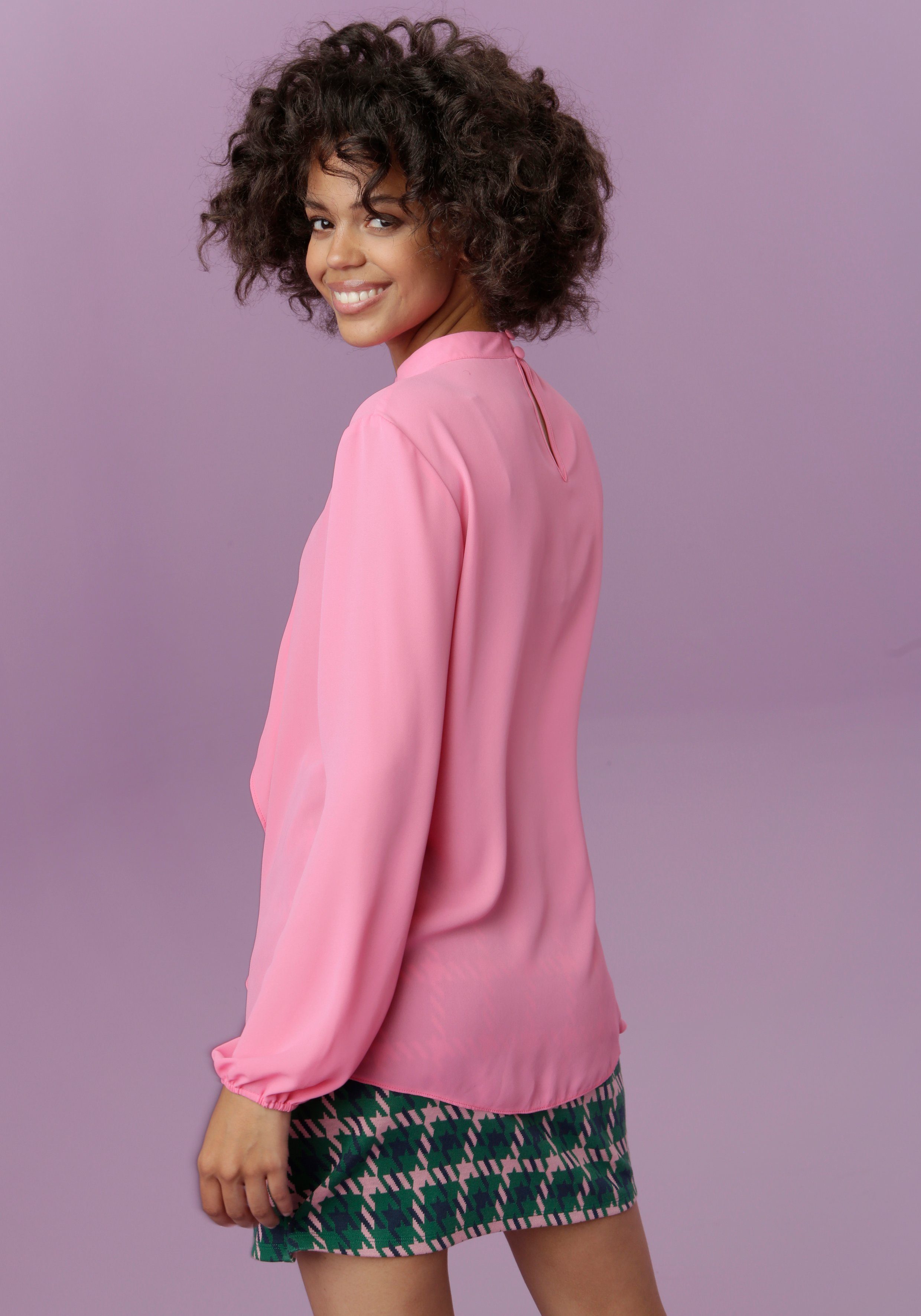 Aniston CASUAL Langarmbluse mit kleinem Volant günstig online kaufen