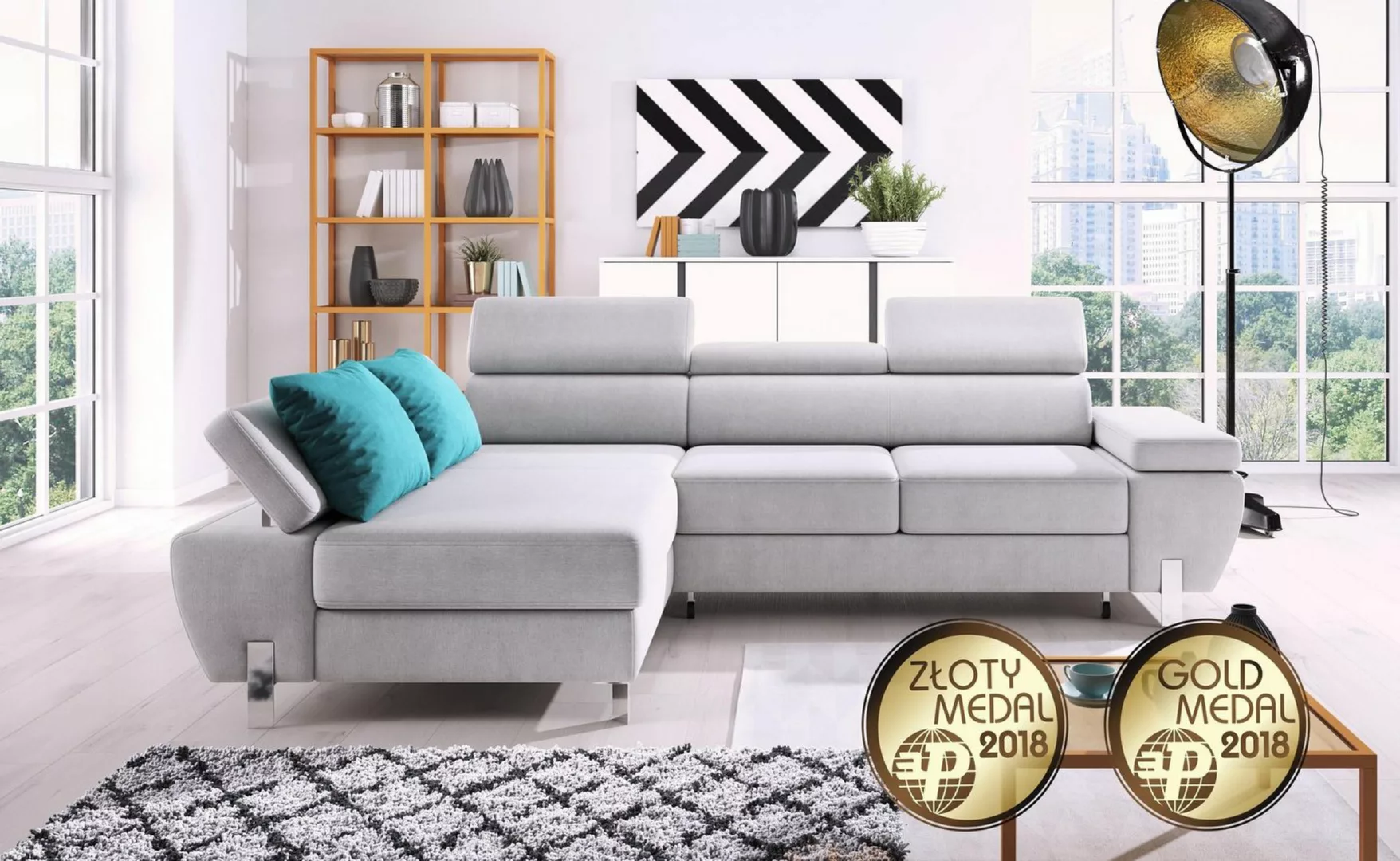 JVmoebel Sofa Stoff L-Form Couch Wohnlandschaft Ecksofa Garnitur Modern Des günstig online kaufen