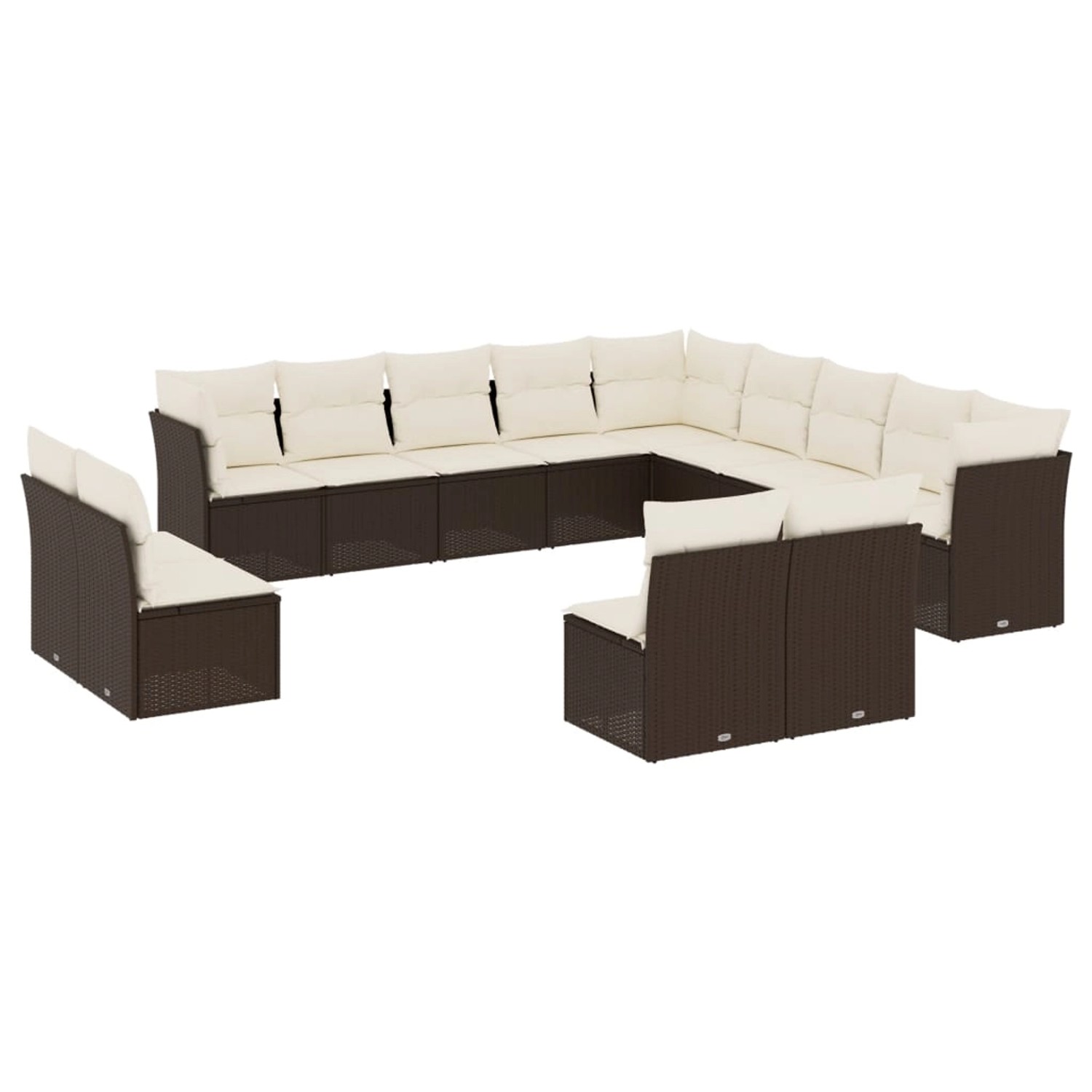 vidaXL 13-Tlg Garten-Sofagarnitur mit Kissen Braun Poly Rattan 3218493 günstig online kaufen