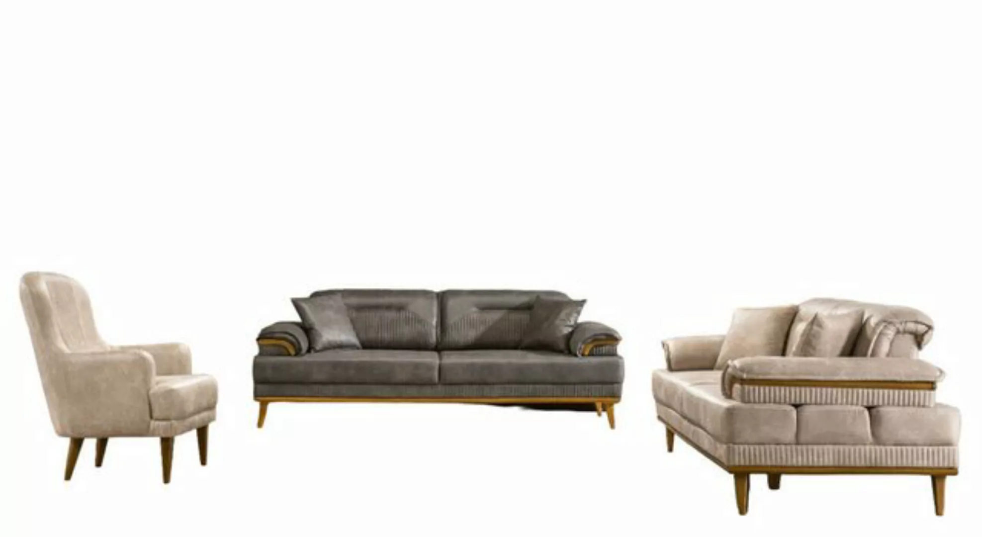 JVmoebel Sofa Designer Wohnzimmer Couch-Set Luxus Sofagarnitur 3+3+1 Sitzer günstig online kaufen