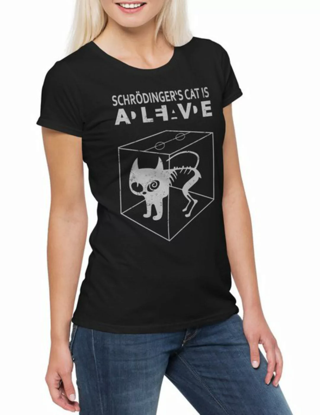 Urban Backwoods Print-Shirt Schrödinger's Cat Is Alive Dead II Damen T-Shir günstig online kaufen