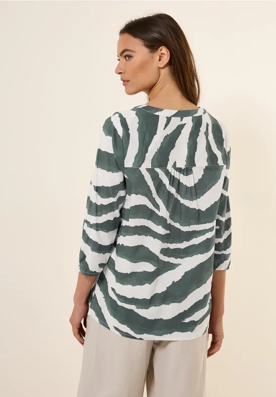 Zebra Print Baumwollbluse günstig online kaufen