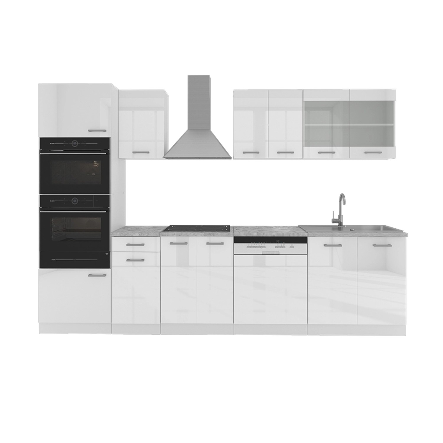 Vicco Küchenzeile R-Line, Weiß Hochglanz/Weiß, 300 günstig online kaufen