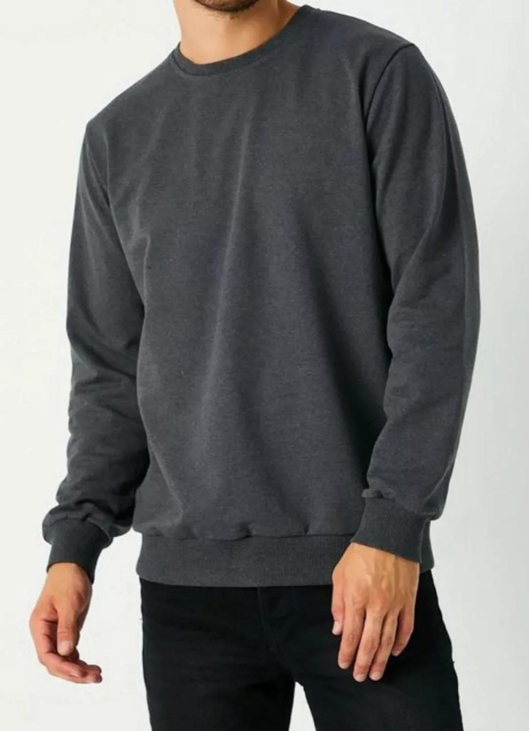 fashionshowcase Sweatshirt Herren Pullover Rundhals 100% Baumwolle Atmungsa günstig online kaufen