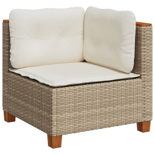 vidaXL Loungesofa Garten-Ecksofa mit Kissen Beige Poly Rattan, 1 Teile günstig online kaufen