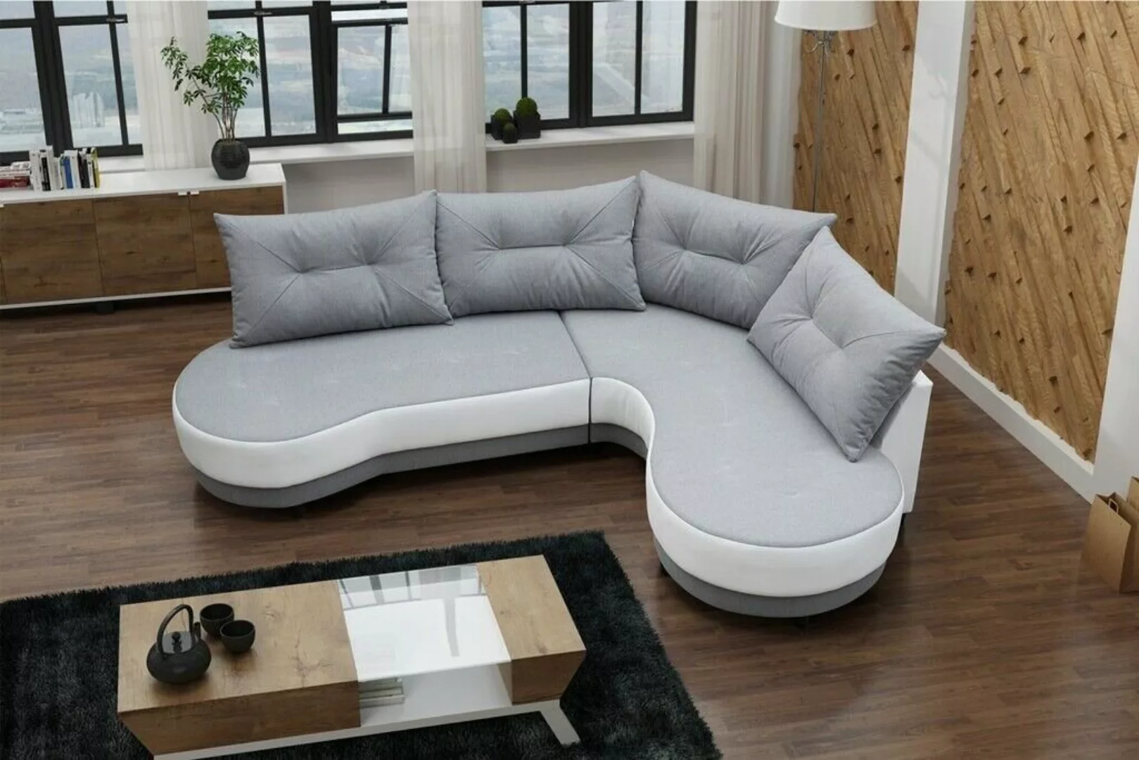 JVmoebel Ecksofa, Polstersofa Loungesofa Couch Wohnzimmer mit Kissen Sofa L günstig online kaufen