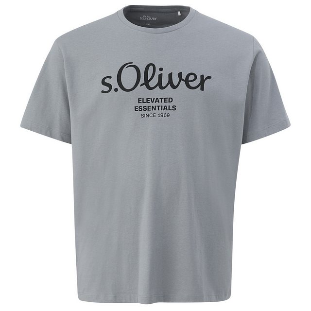 s.Oliver Rundhalsshirt Große Größen Herren T-Shirt grau Logo-Frontprint s.O günstig online kaufen