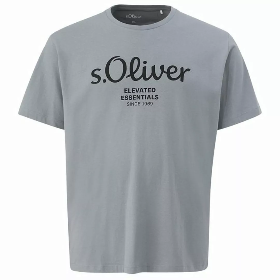 s.Oliver Rundhalsshirt Große Größen Herren T-Shirt grau Logo-Frontprint s.O günstig online kaufen