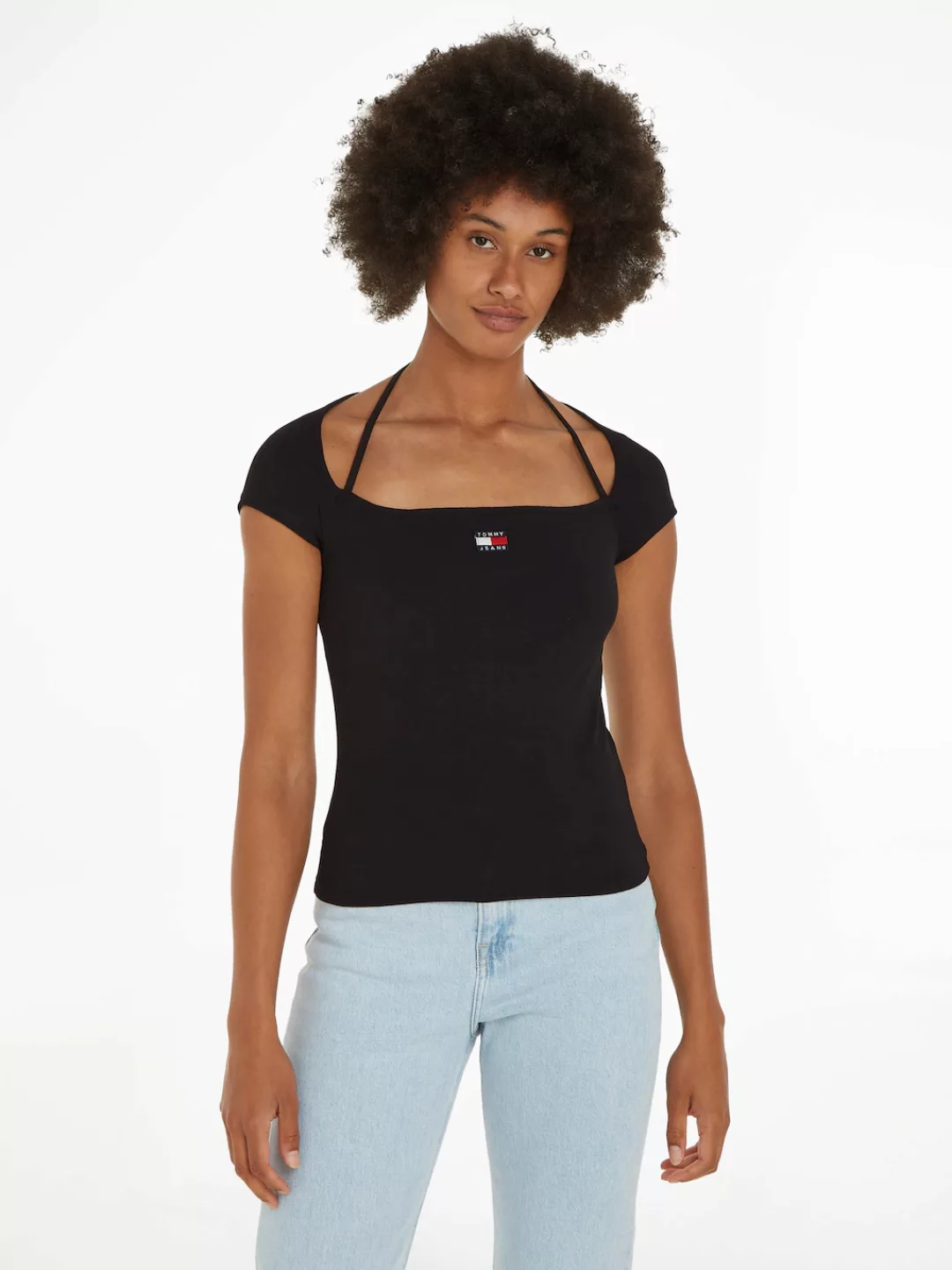 Tommy Jeans Curve T-Shirt "TJW SLIM RIB BADGE STRAP SS EXT", Große Größen günstig online kaufen