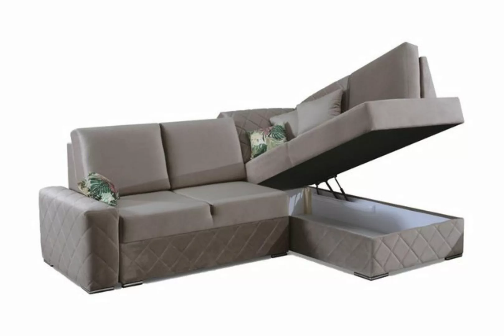 Xlmoebel Ecksofa Samt Schlafcouch mit Bettfunktion und Leder-Lounge-Eckkomb günstig online kaufen