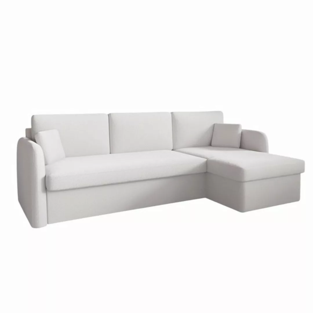 M-Punkt24 Ecksofa Nice, Abriamo - Boucle Ecru Hell, mit Bettfunktion, Bettk günstig online kaufen