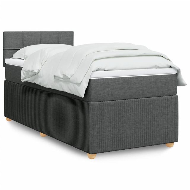 vidaXL Boxspringbett, Boxspringbett mit Matratze Dunkelgrau 100x200 cm Stof günstig online kaufen