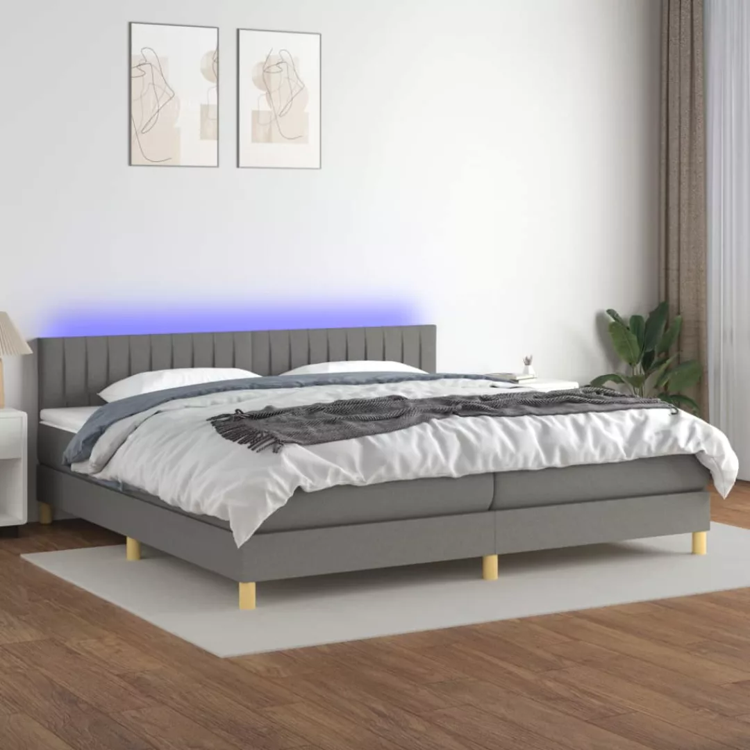 vidaXL Boxspringbett Boxspringbett mit Matratze LED Dunkelgrau 200x200 cm S günstig online kaufen