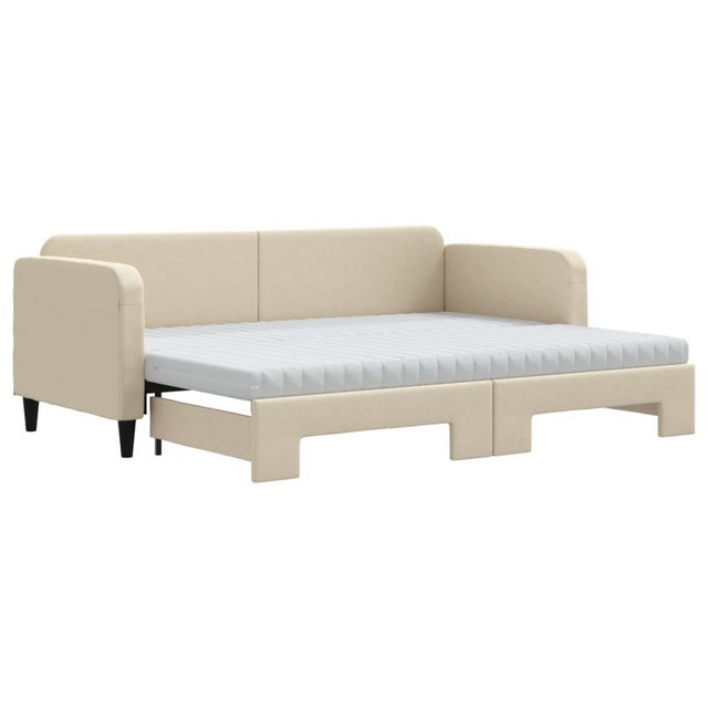 vidaXL Bett Tagesbett Ausziehbar mit Matratzen Creme 80x200 cm Stoff günstig online kaufen