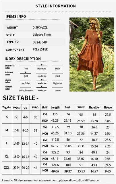 DEBAIJIA Dirndl Sommerkleid Damen Einfarbig Kleid Lässiger Elegant günstig online kaufen