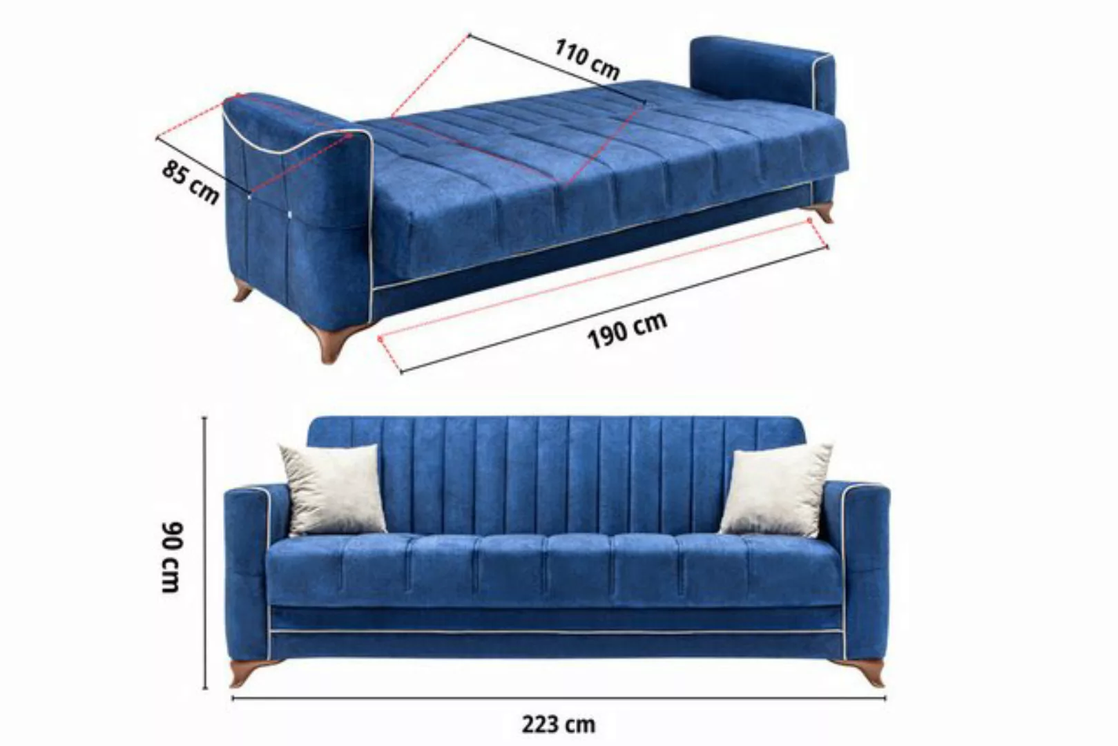 gowoll 3-Sitzer Sofa mit Schlaffunktion und Stauraum Schlafsessel Gästebett günstig online kaufen