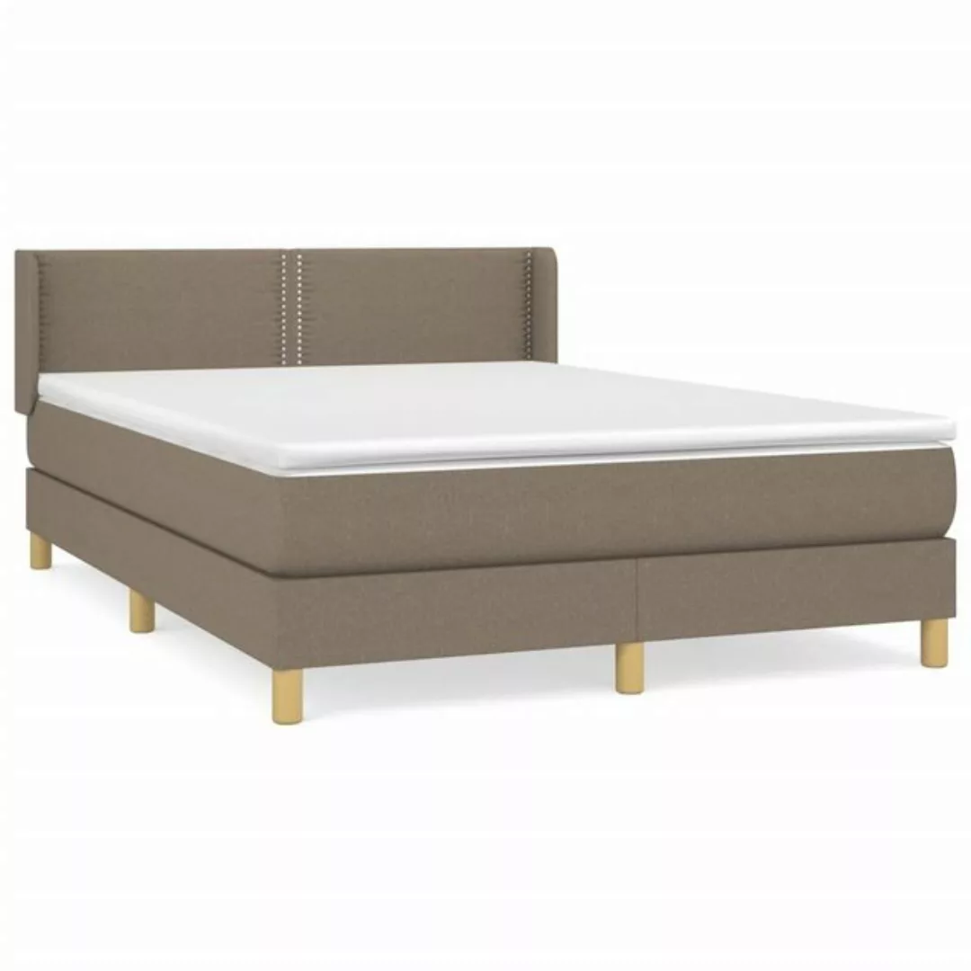 vidaXL Boxspringbett Boxspringbett mit Matratze Taupe 140x200 cm Stoff Bett günstig online kaufen