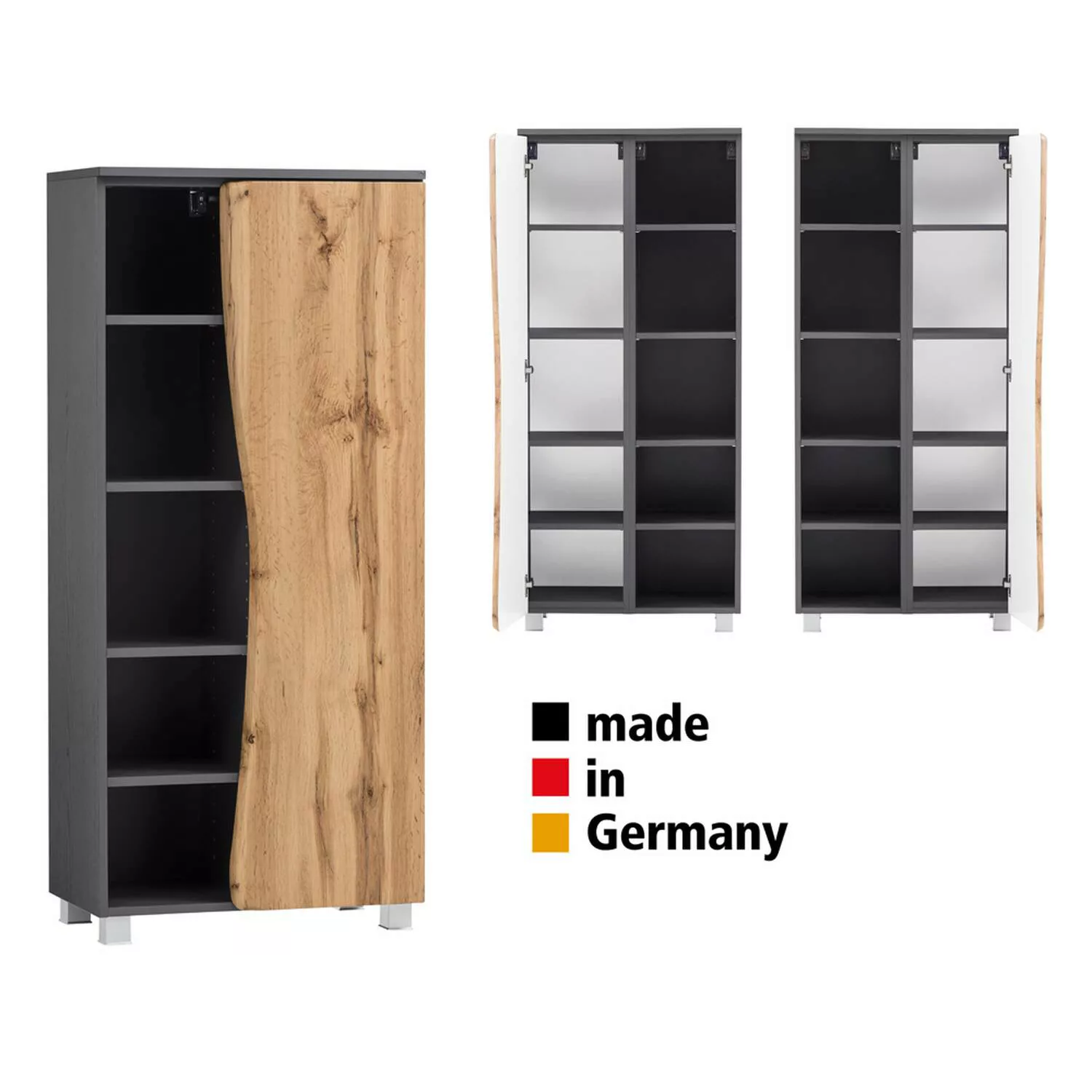 Lomadox Badezimmerschrank 60 cm breit KAHLA-03 in graphit mit Front in Wota günstig online kaufen