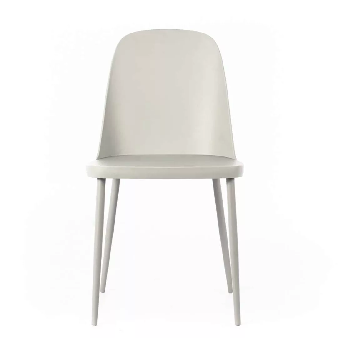 Moderne Esstisch Stühle aus Kunststoff Hellgrau (4er Set) günstig online kaufen