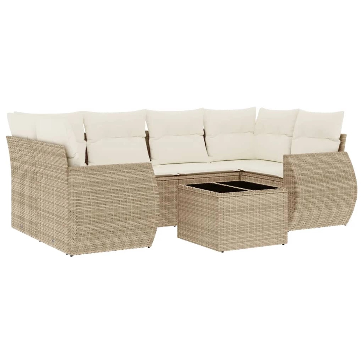 vidaXL 7-Tlg Garten-Sofagarnitur mit Kissen Beige Poly Rattan 3253455 günstig online kaufen
