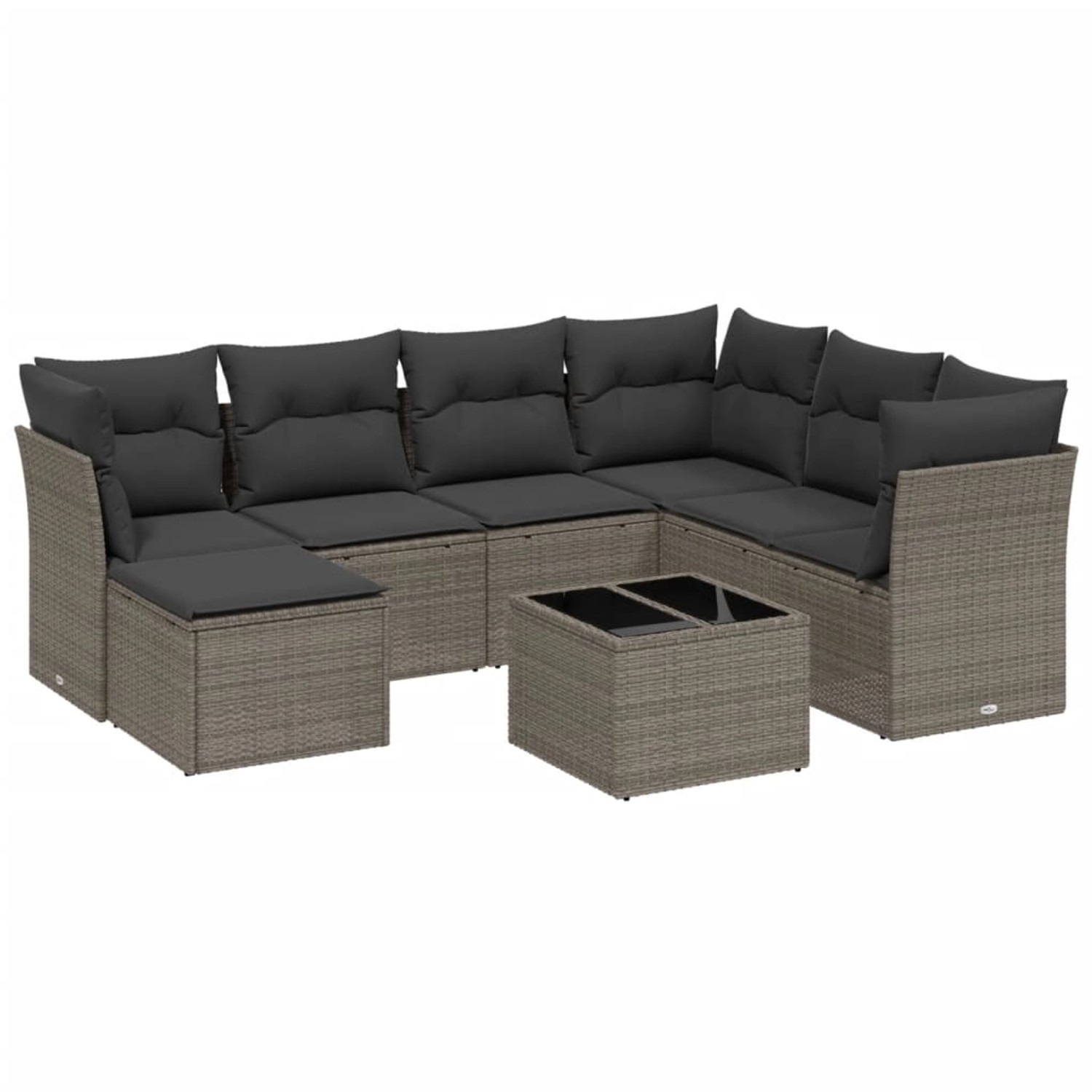 vidaXL 8-Tlg Garten-Sofagarnitur mit Kissen Hellgrau Poly Rattan 3263228 günstig online kaufen