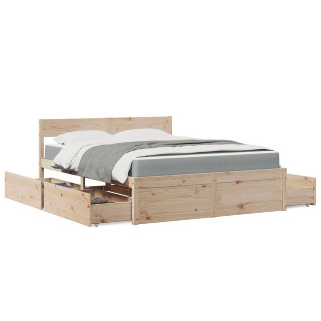 vidaXL Bettgestell Bett mit Schubladen und Matratze 140x200 cm Massivholz K günstig online kaufen