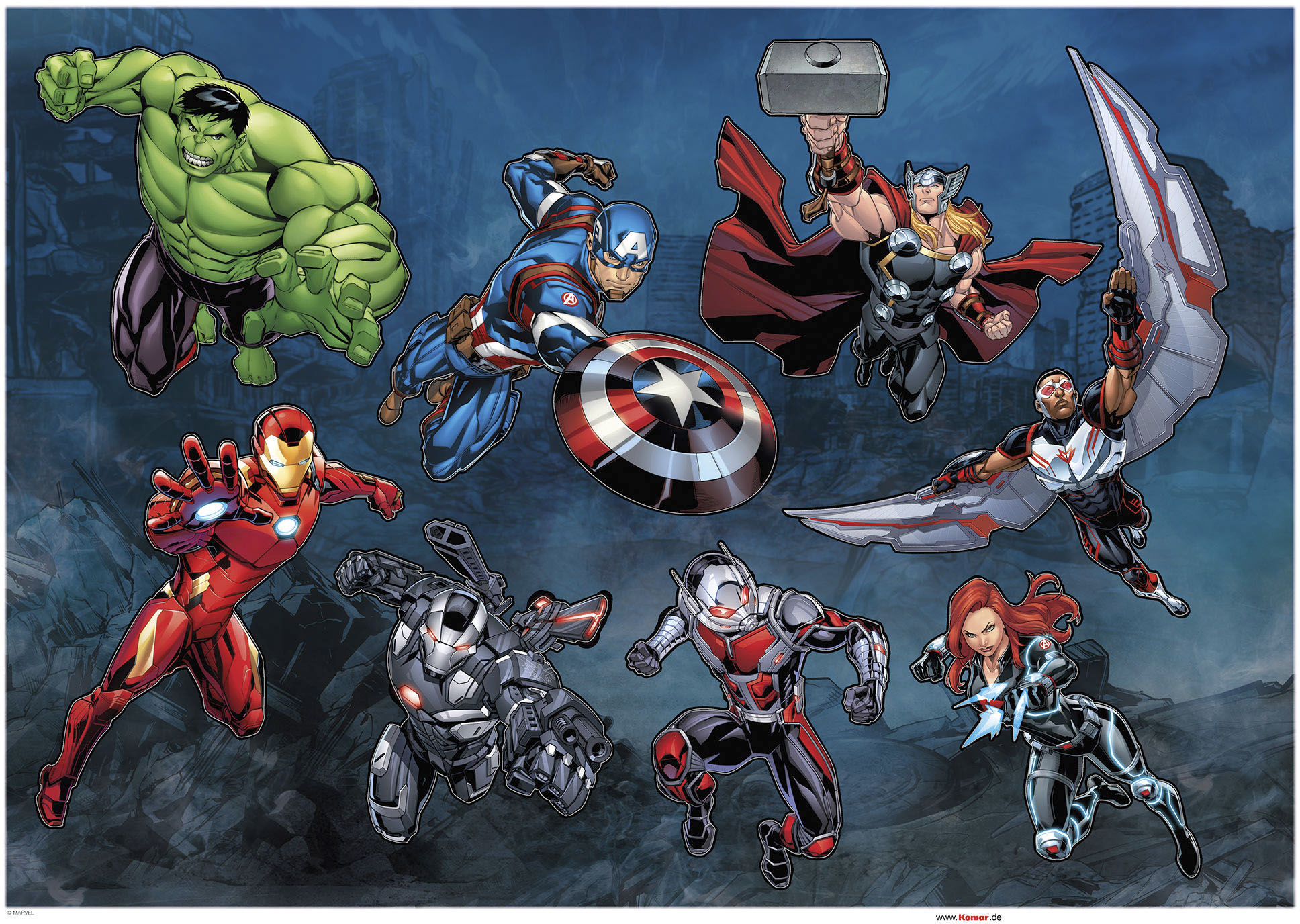 Komar Wandtattoo »Wandtattoo - Avengers Crew - Größe 50 x 70 cm«, (8 St.) günstig online kaufen