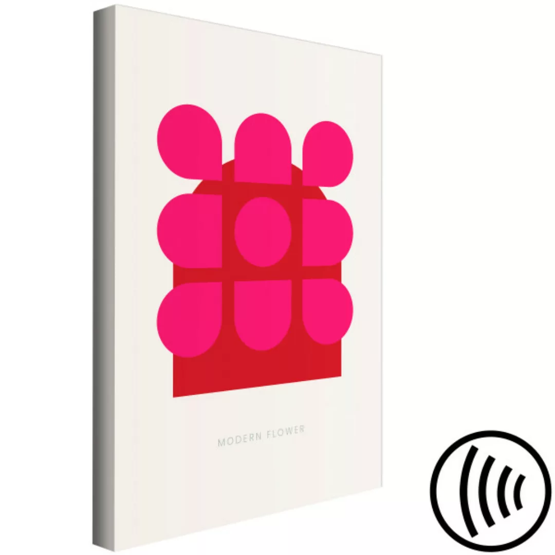 Wandbild Geometrische, rosa Blume - abstraktes floristisches Motiv mit Text günstig online kaufen