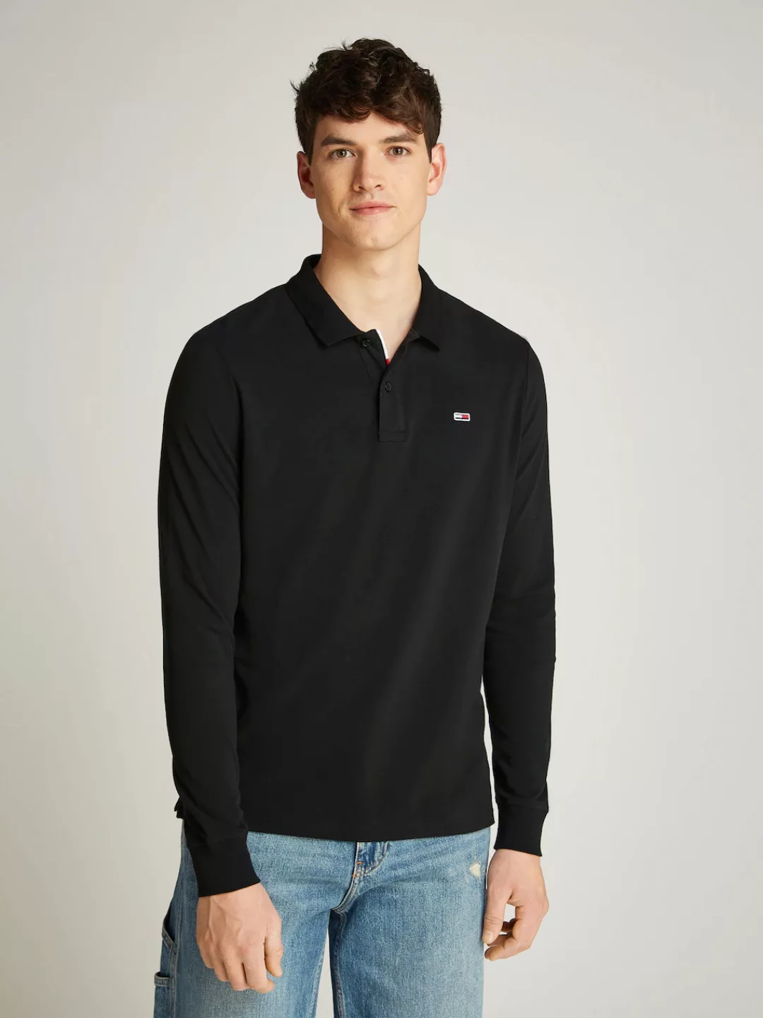 Tommy Jeans Poloshirt "TJM SLIM PLACKET POLO LS EXT", mit Logostickerei günstig online kaufen