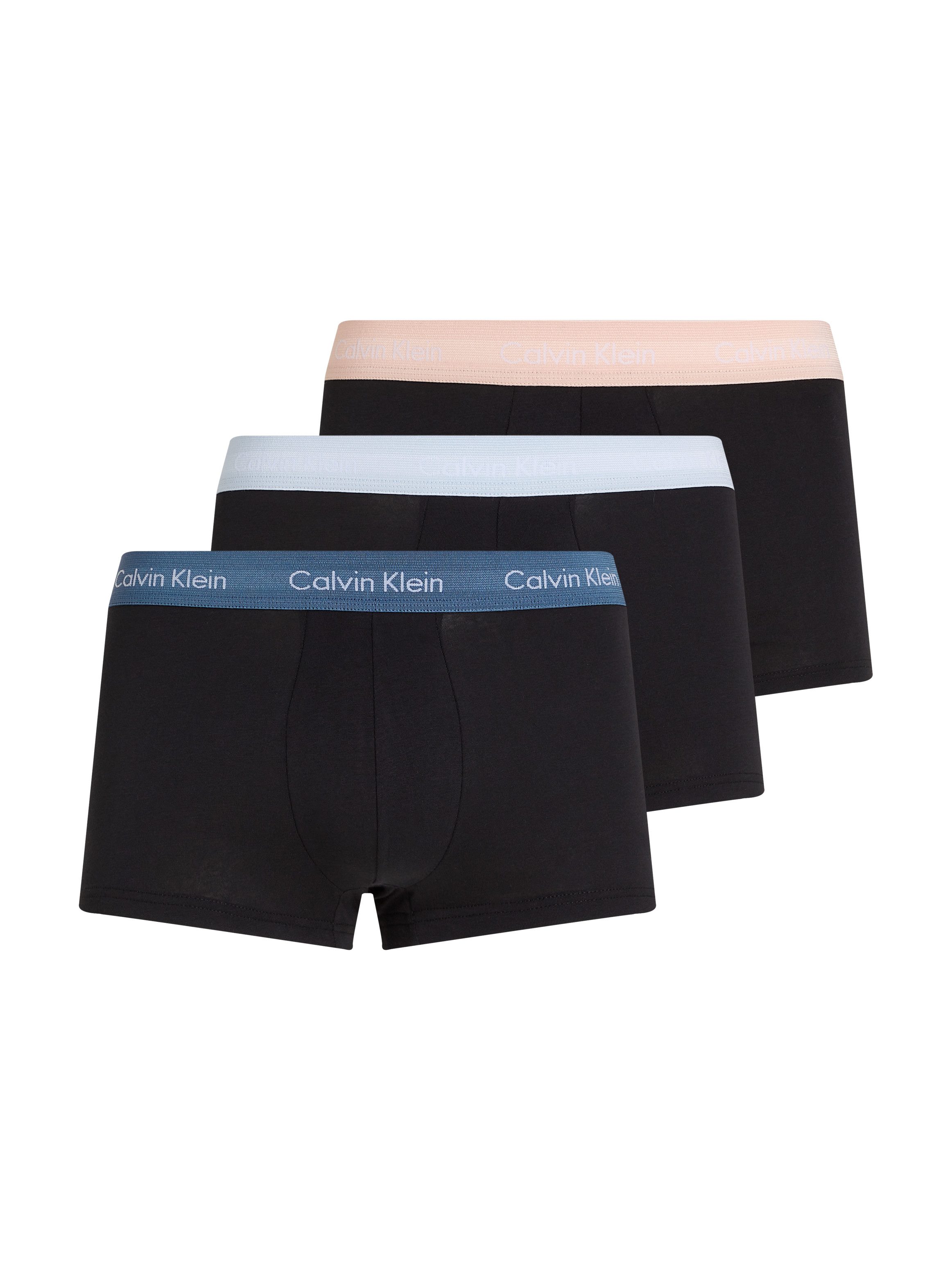 Calvin Klein 3-er Set Low Rise Trunks in Schwarz mit Webbund günstig online kaufen