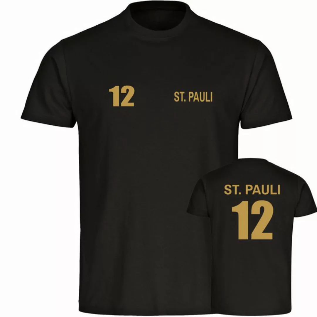 multifanshop T-Shirt Herren St. Pauli - Trikot Nummer 12 gold - Männer günstig online kaufen