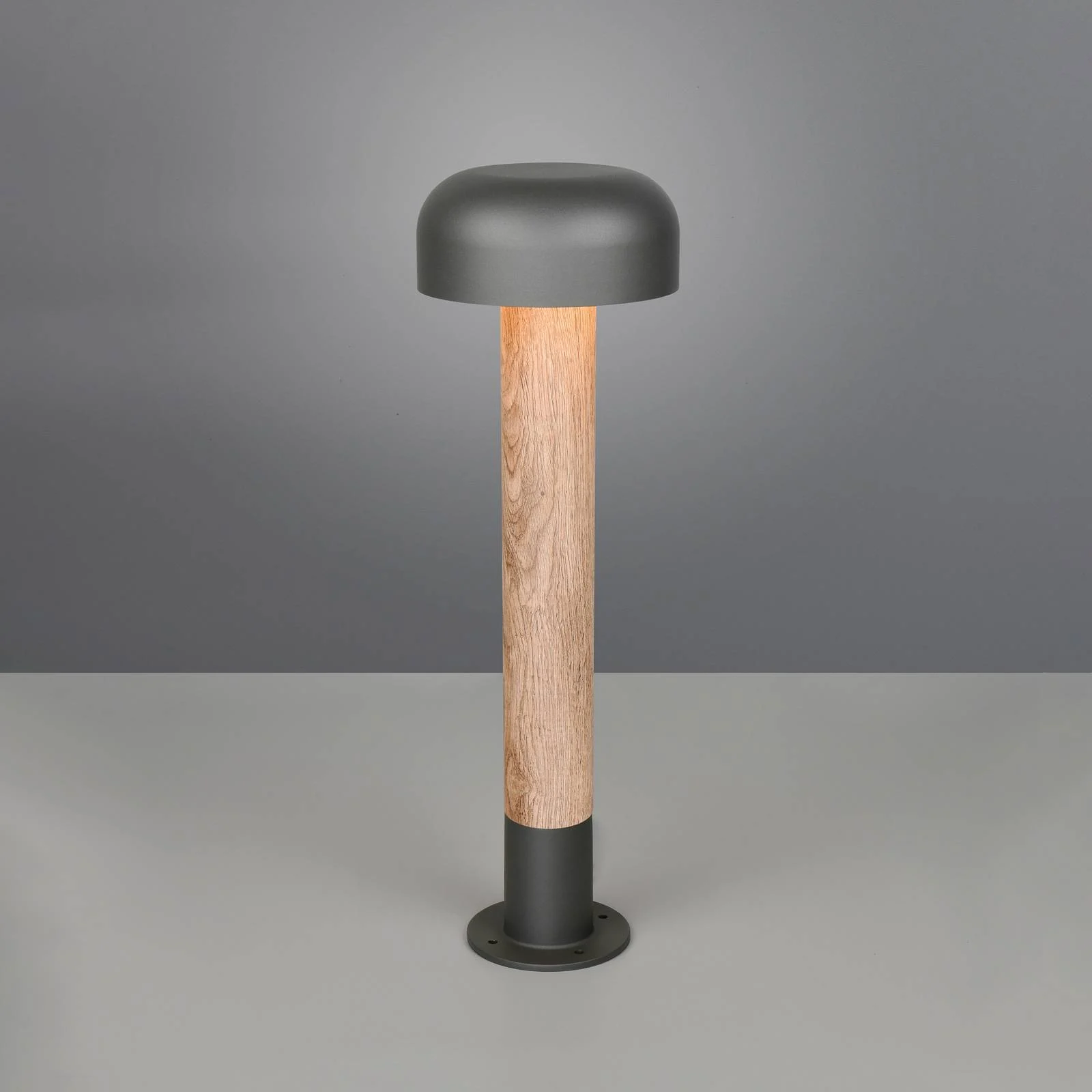 Wegeleuchte Fraser, grau/Holzoptik, Alu, IP54, Höhe 84,5 cm günstig online kaufen