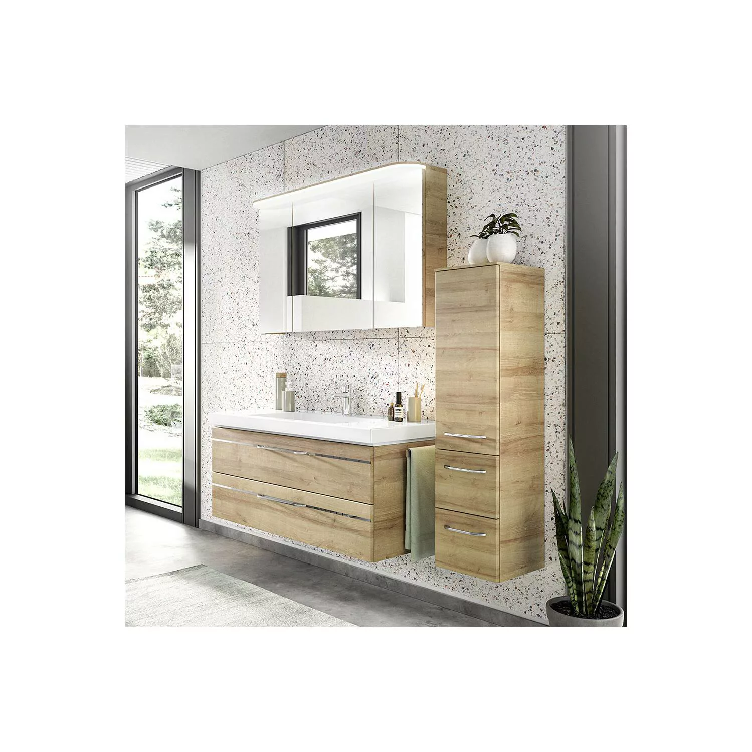 Badezimmermöbel Set mit Seitenschrank in Riviera Eiche quer Nb. BUDVA-66, B günstig online kaufen