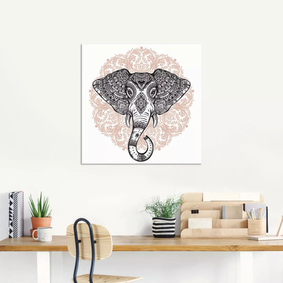 Artland Wandbild "Vintage Mandala Elefant", Wildtiere, (1 St.), als Leinwan günstig online kaufen