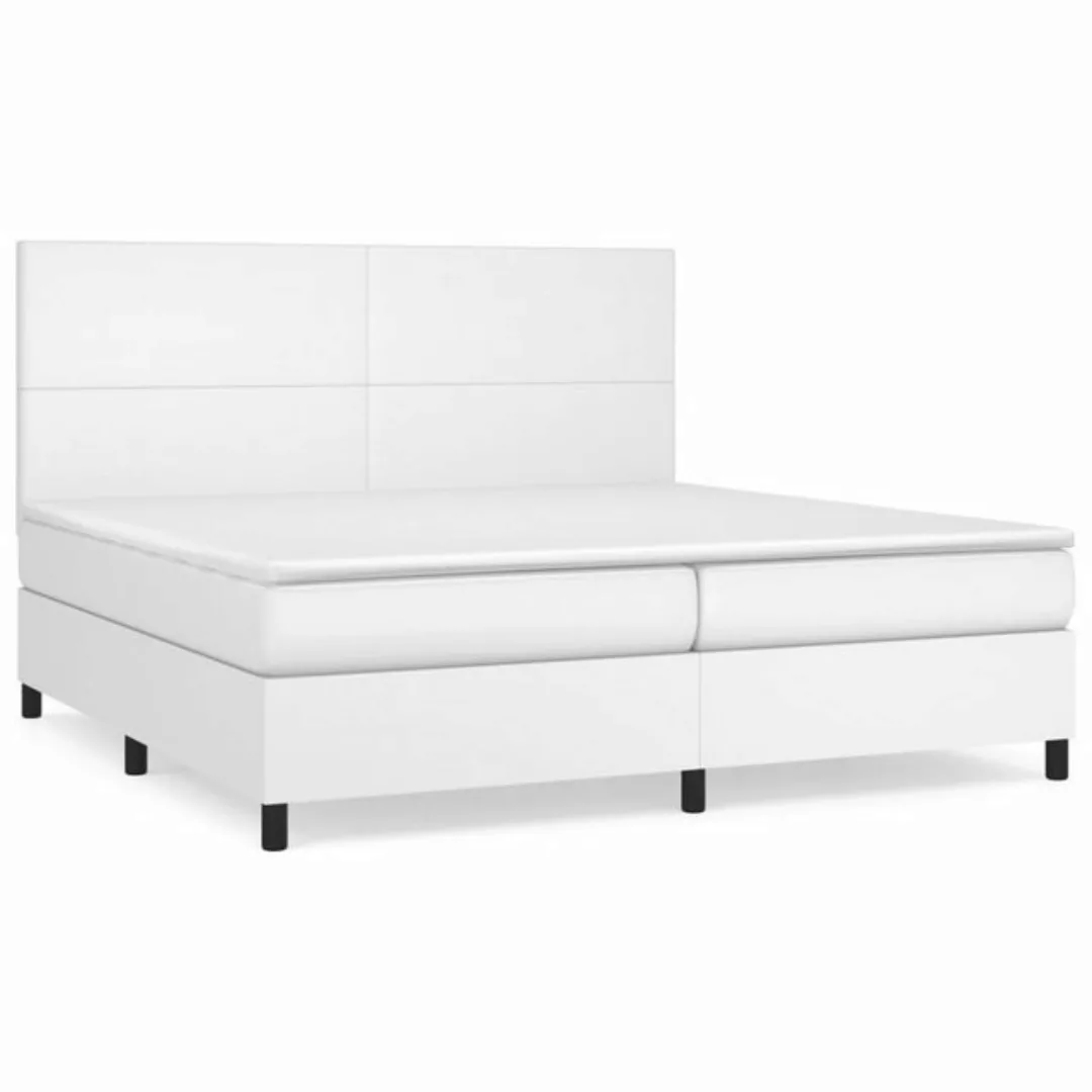 Vidaxl Boxspringbett Mit Matratze Weiß 200x200 Cm Kunstleder günstig online kaufen