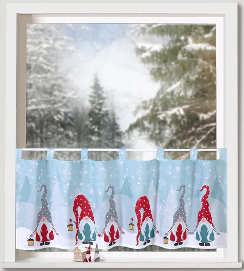Weckbrodt Scheibengardine »Wichtel Winter«, (1 St.), Bistro, Microsatin, We günstig online kaufen